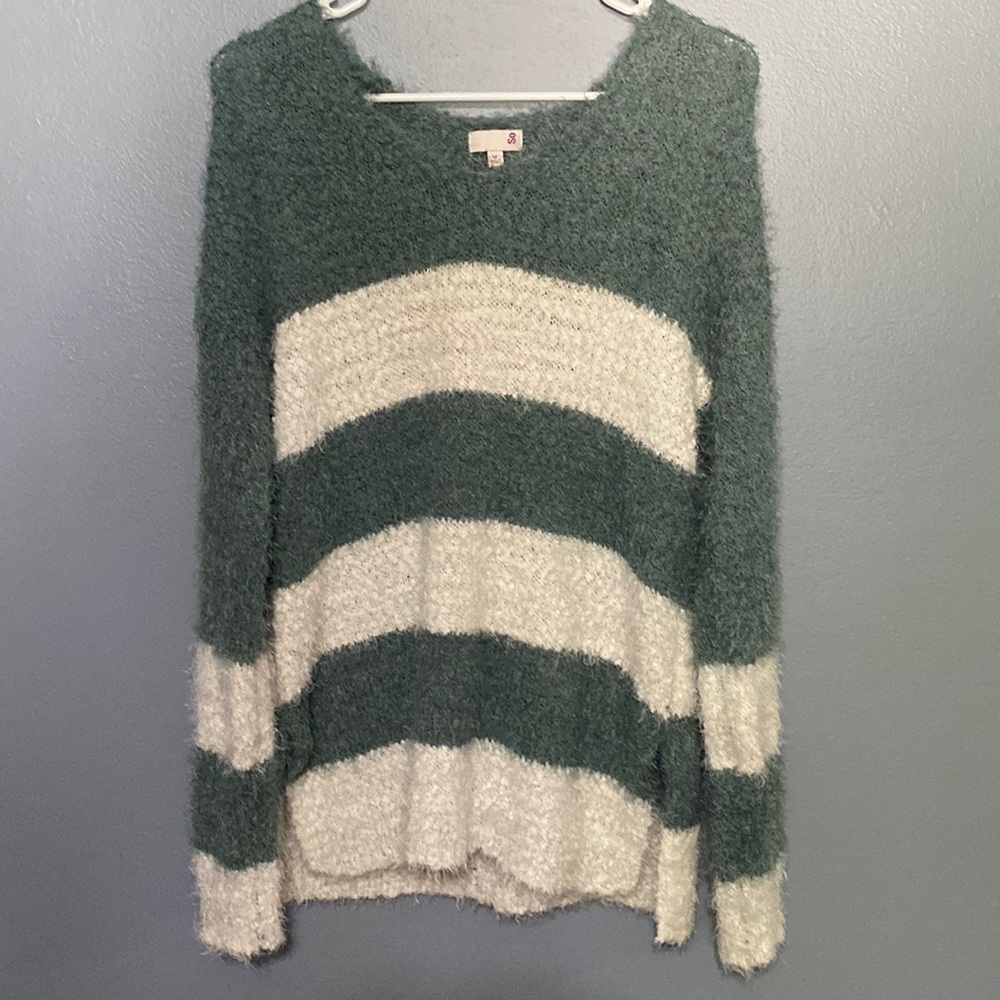 SO size medium teal and white sweater